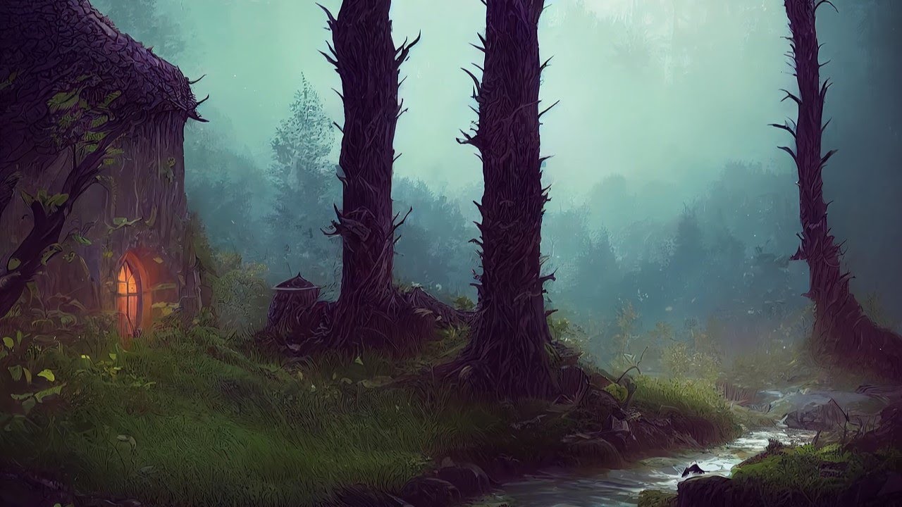 Lonely Forest Cabin at Night 🌲🔥 Cozy Fireplace & Wind Ambience for Sleep | 2 Hours
