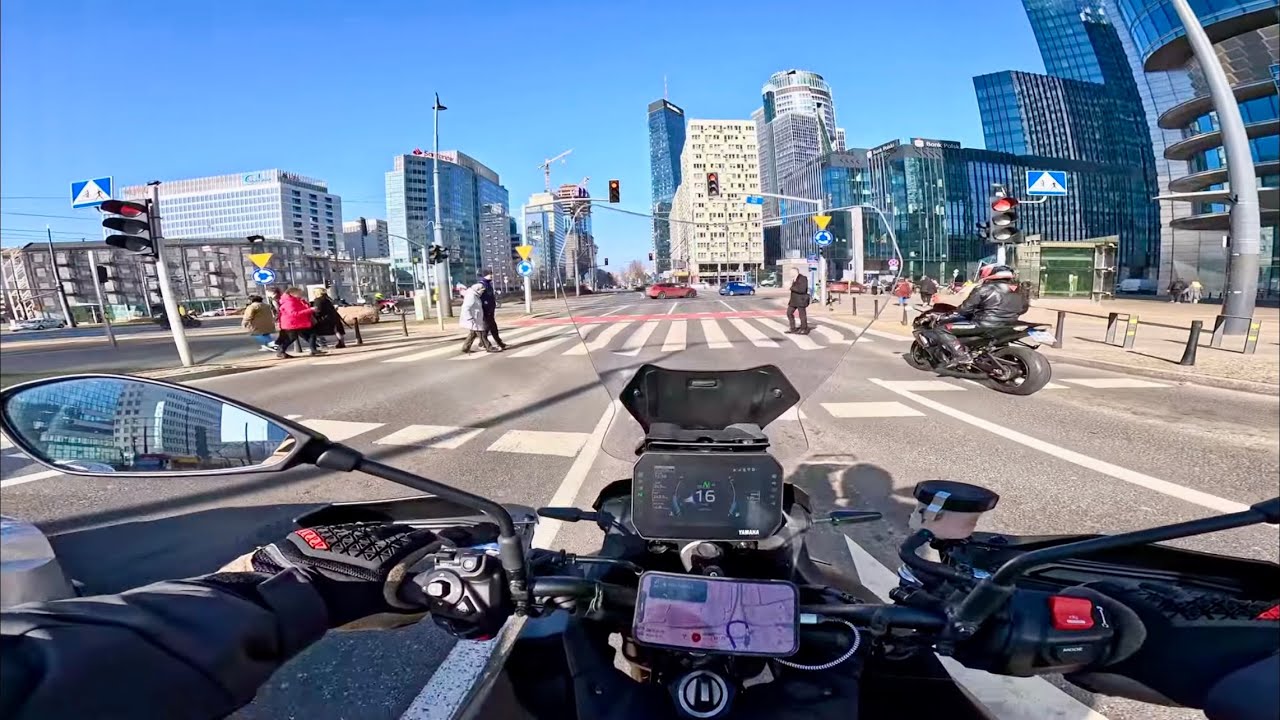4K. Smashing, Warm Day For a Ride. YAMAHA Tracer 9 GT. POV. Raw Sound. City Ride. Urban Ride. Warsaw