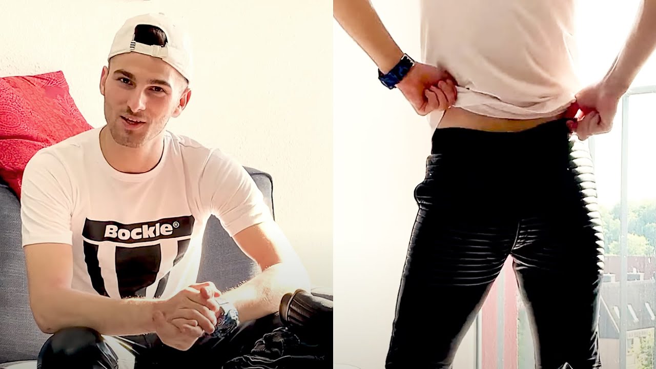 Andrej Boy in zeigt  seinen Bruder aus Kroatien in Bockle  Lederhose Lederjeans BOCKLEDER.DE