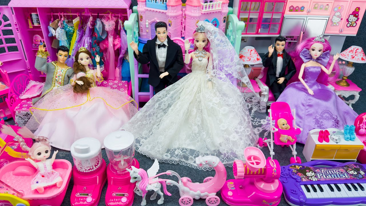 20 Minutes Satisfying Unboxing Barbie Wedding Day Dress Up, Wardrobe & Doll House Playset Review Toy