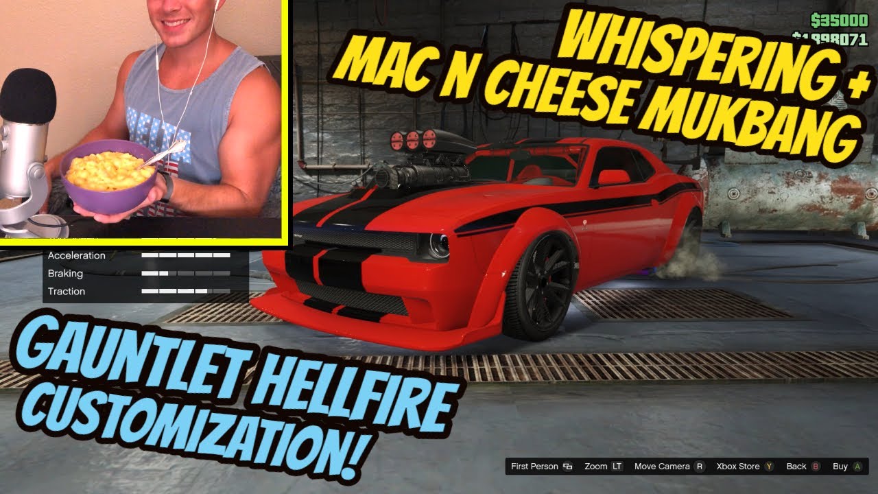 ASMR Gaming: GTA V | Gauntlet Hellfire Customization! - Mac n Cheese Mukbang & Whispering
