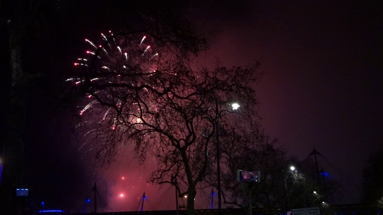 London new year 2020 fireworks - red zone