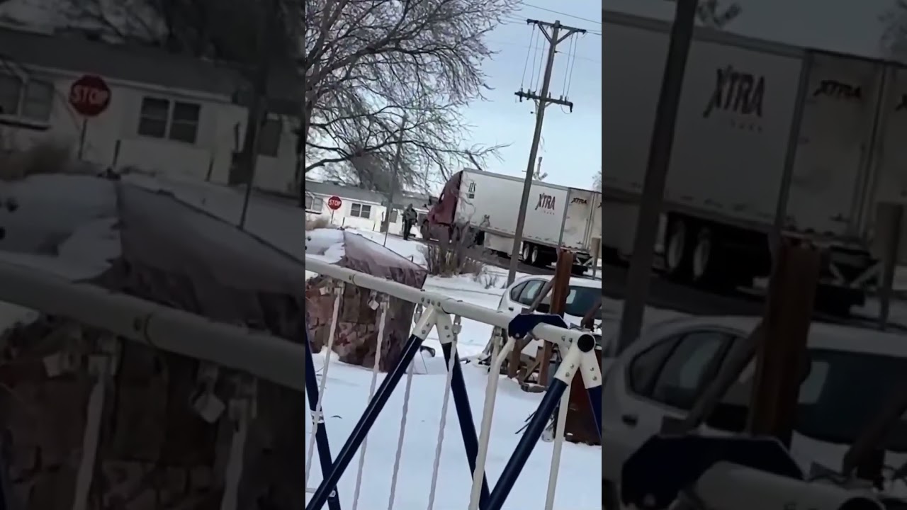 UP train clips truck in Odessa, NE 