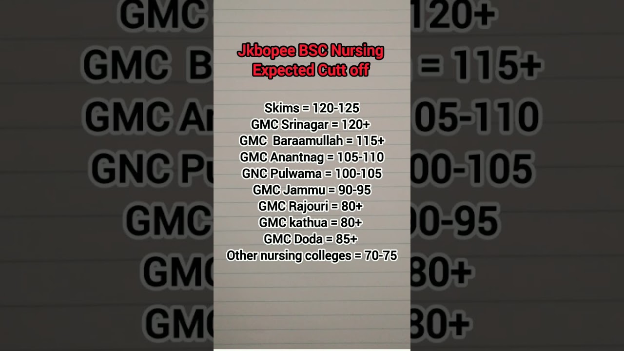 Jkbopee BSC Nursing 2025 Expected cutt off | 