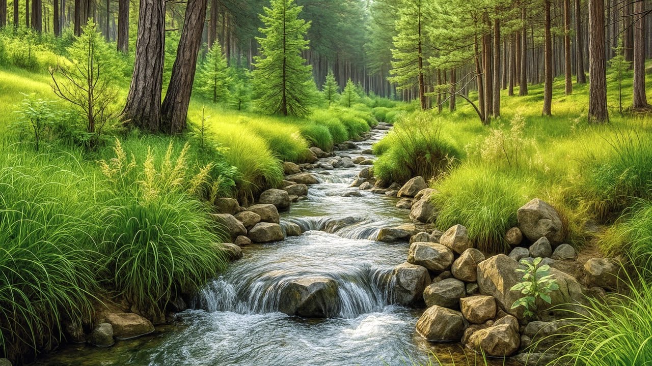 Tranquil Forest Atmosphere, Flowing Water, Forest Sounds, Birds Singing, Nature Sounds for Relaxing