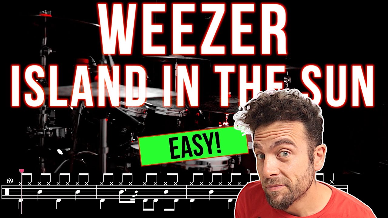 Weezer - Island In The Sun - Drum cover (with scrolling drum score)