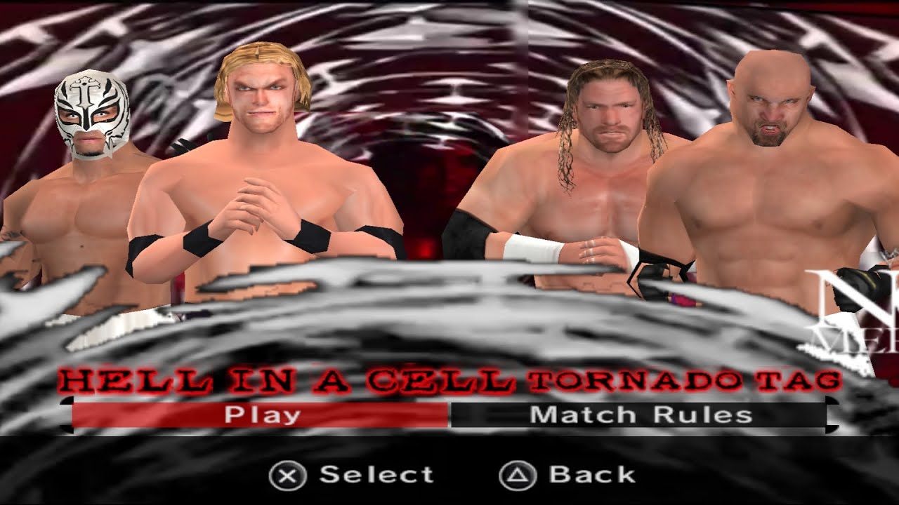 wwe2006 psp hell in a cell tornado tag edge,mysterio,goldberg,tripleh no mercy