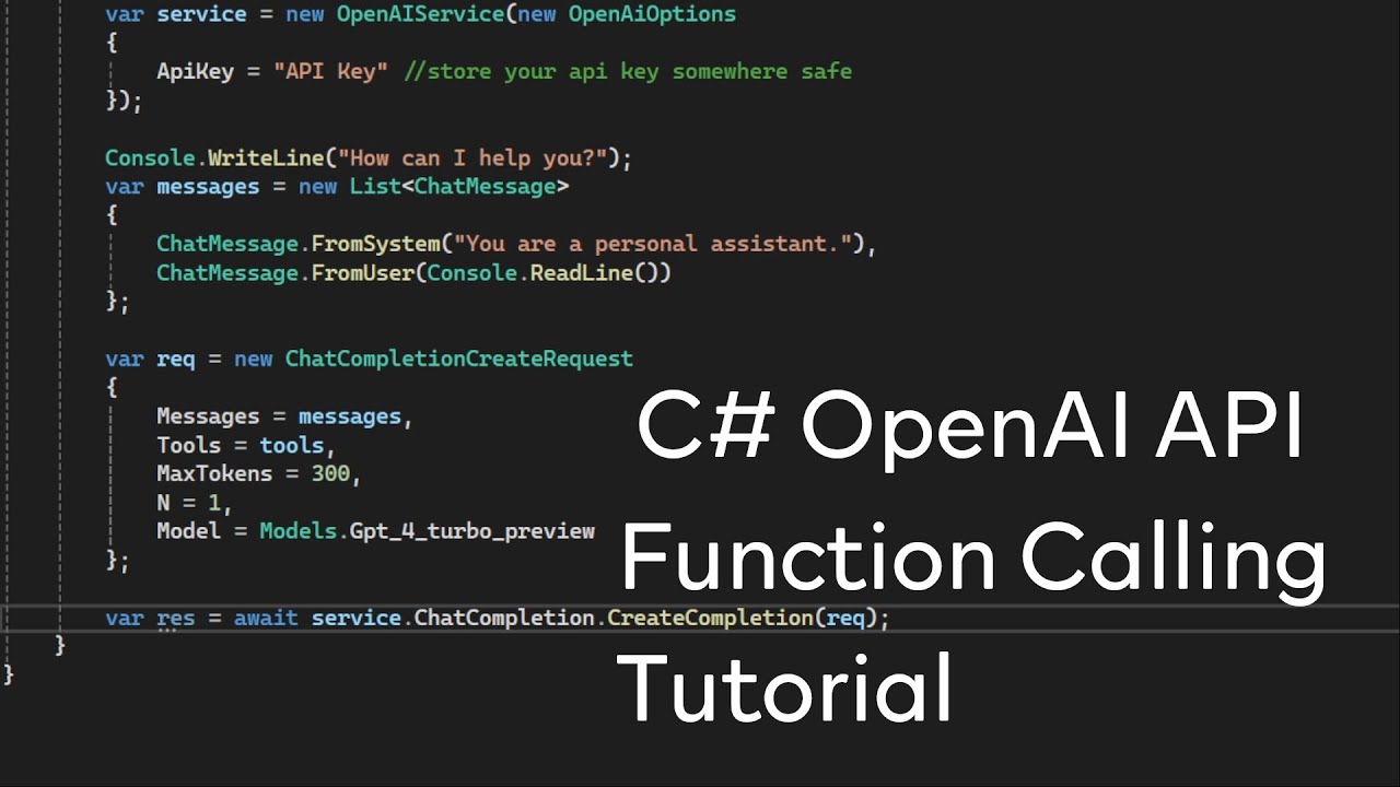 C# - OpenAI API Function Calling Tutorial