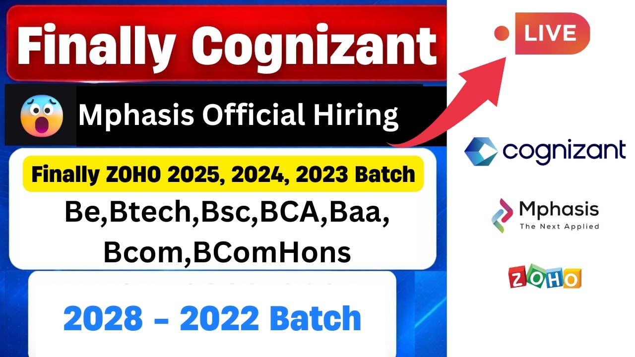 Finally Cognizant Hiring 2026 | Mphasis Hiring 2025 | Direct Test Hiring 2025 | Cognizant Off Campus