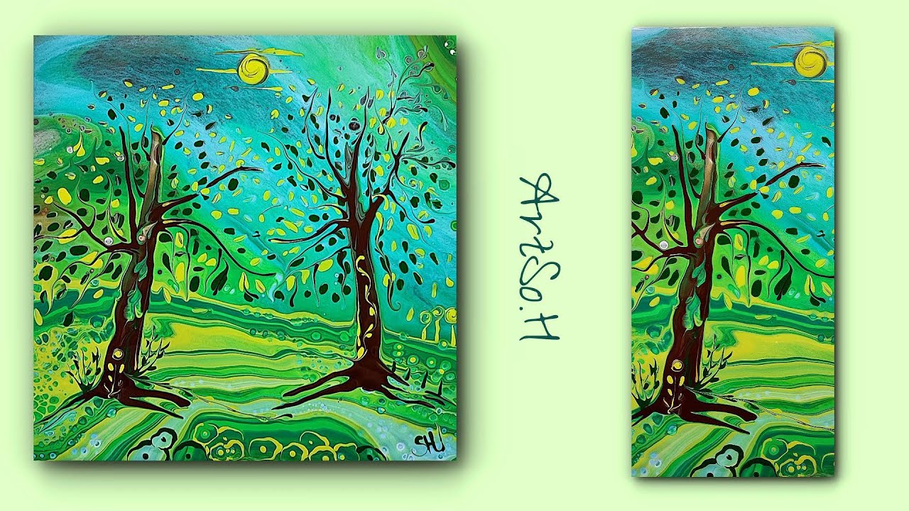 ACRYLIC POURING -- Les deux arbres #pouring  / Révélation du gagnant du #concours 👀