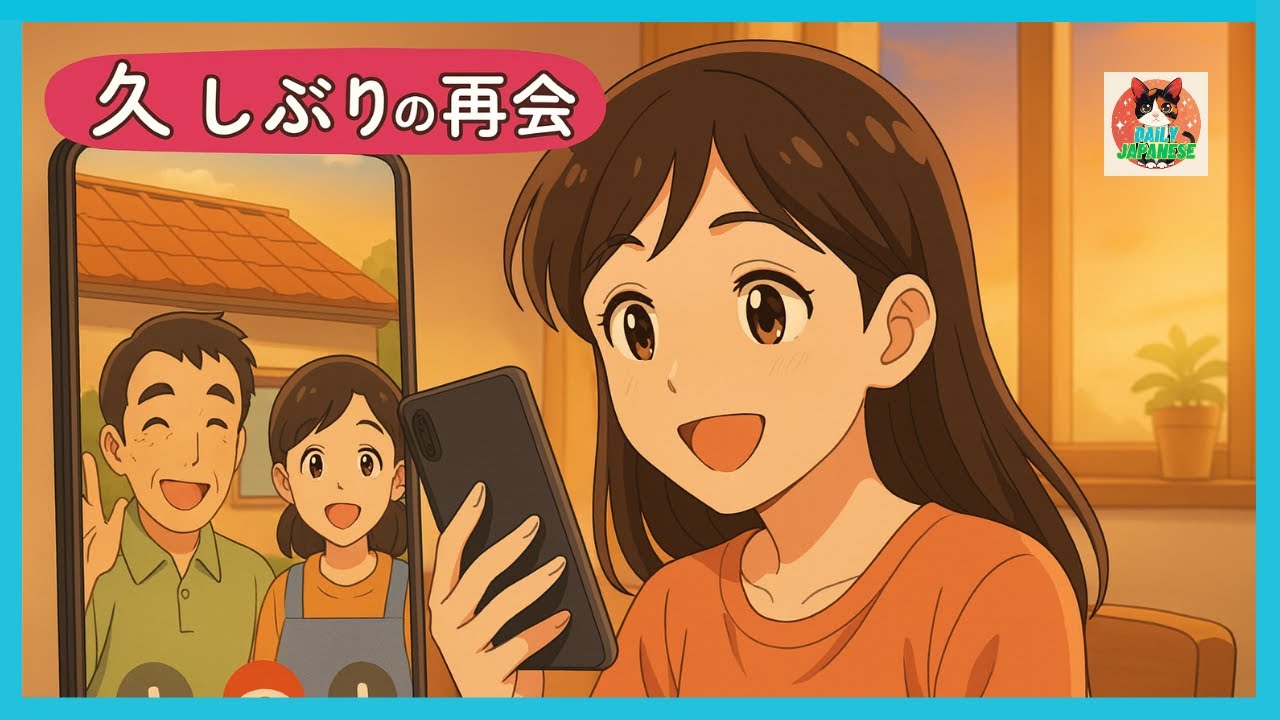 久しぶりの再会｜Reuniting with Family Far Away! First Video Call !Japanese Listening Practice｜JLPT N5–N3