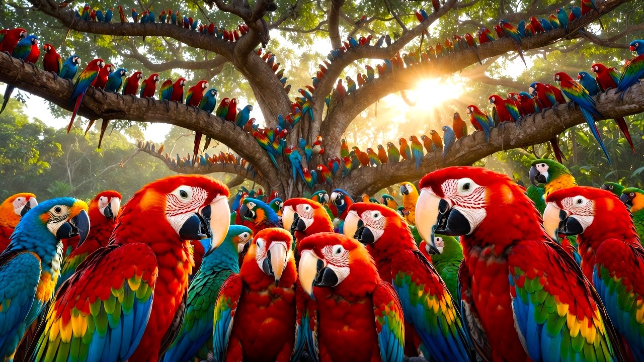 Relaxation. The Vibrant Colors Of The Amazon. Macaws  | 4K ULTRA HD