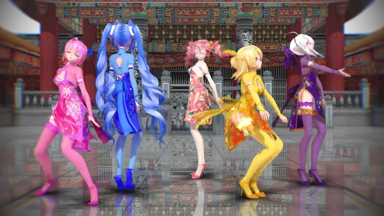 MMD Carry me off TDA Canary China Dress MIKU LUKA HAKU TETO RIN