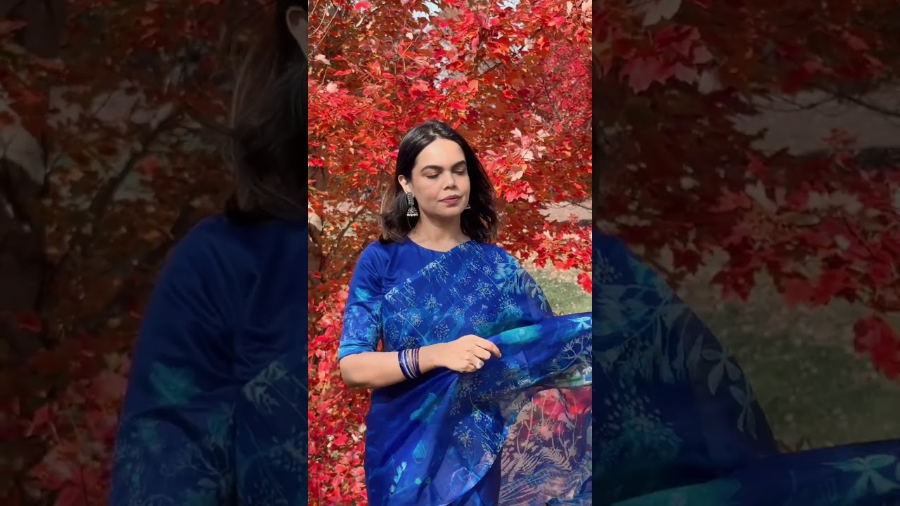 Wearing blue sharee in Fall! 