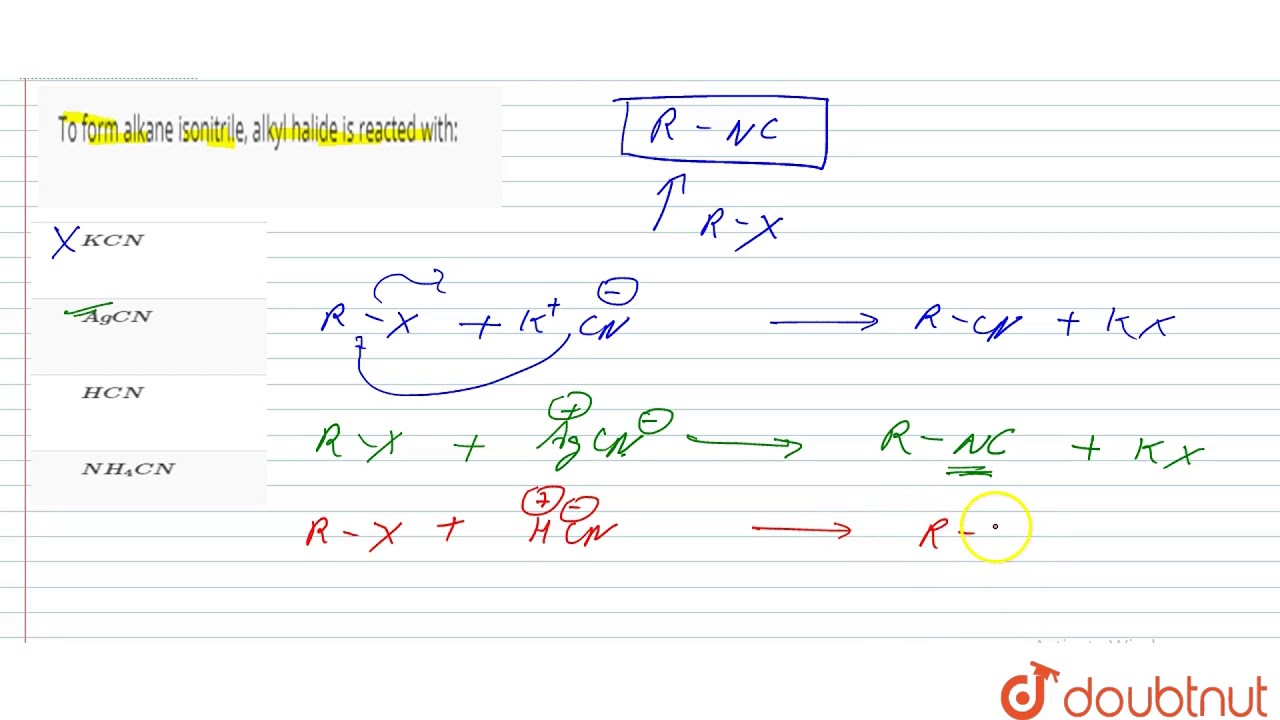 To form alkane isonitrile, alkyl halide is reacted with: