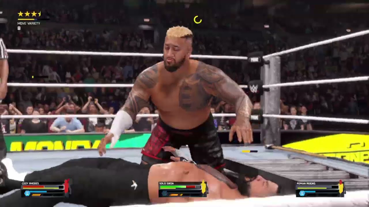 WWE 2K25 Full Match: Solo Sikoa vs. Cody Rhodes vs. Roman Reigns 