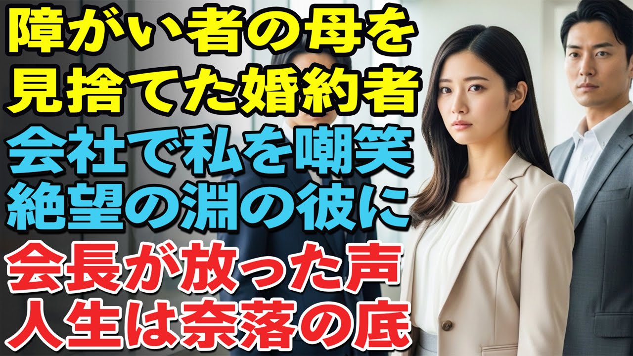 障がいのある母を紹介した途端「婚約破棄だ」と言った彼。翌日会社で「なぜ来た？」と嘲笑、だが背後から私の名が呼ばれた瞬間、彼の人生は奈落へ…