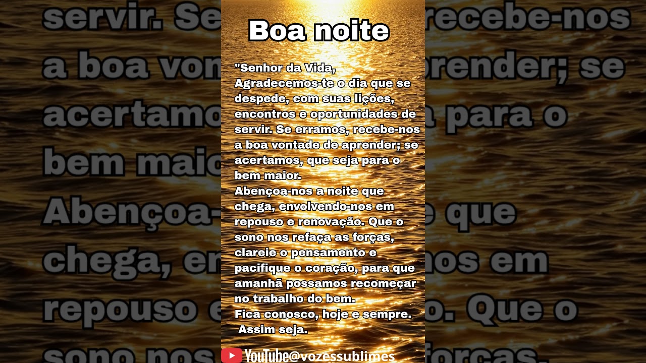 Boa noite na paz de Deus... 