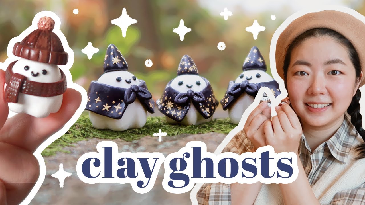 👻 making miniature clay ghosts ✸ autumn & wizard ghost ⭐️ YeppenTube ⭐️