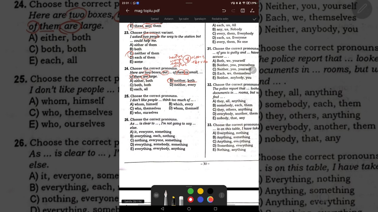 Magistratura test toplusu-Pronoun/Əvəzlik📌📈