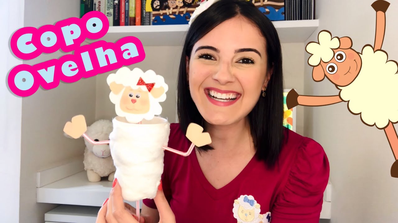 Copo Ovelha I Como fazer a ovelhinha que mexe as patinhas com copo e canudo