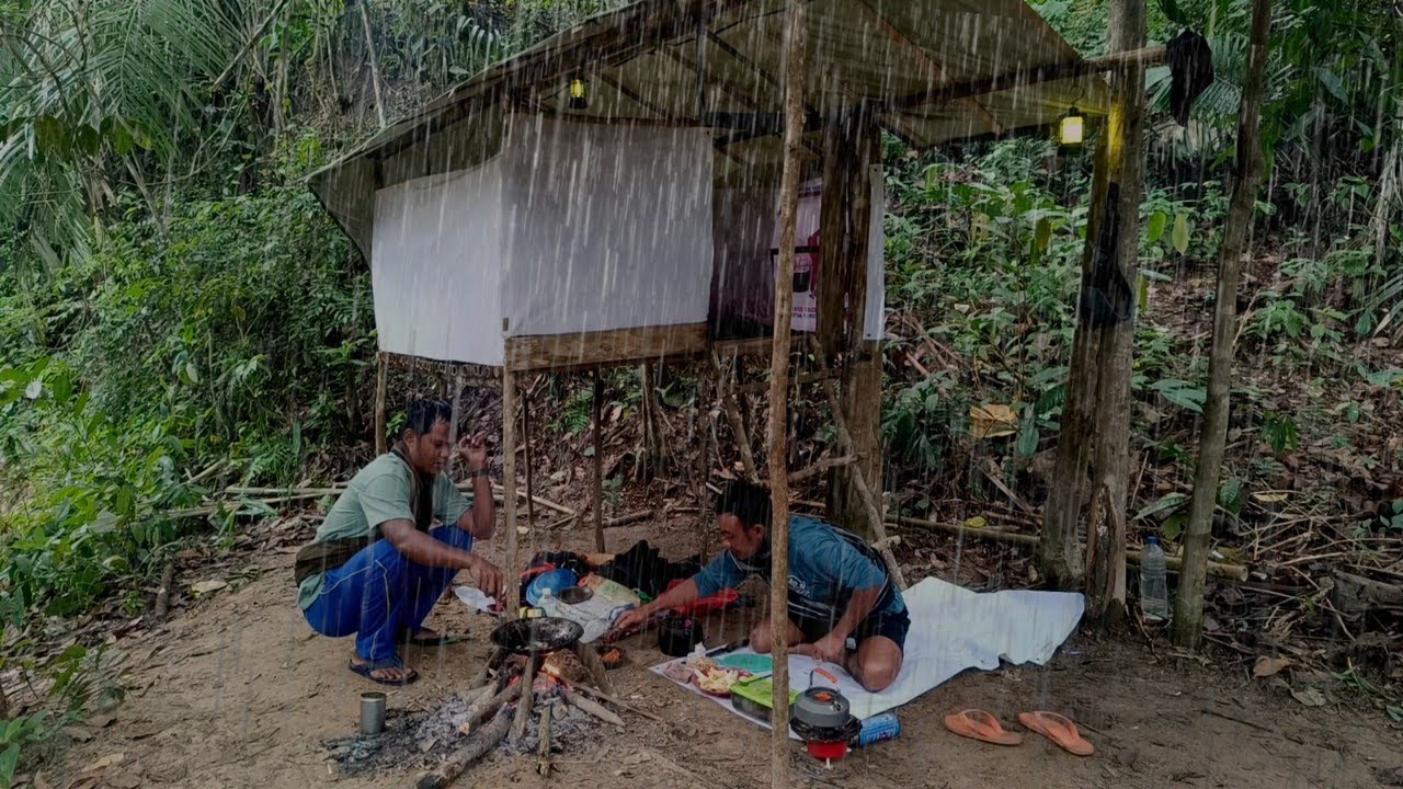 camping- 36 jam hidup di hutan-di guyur hujan deras-tidur nyenyak sampai pagi-ASMR