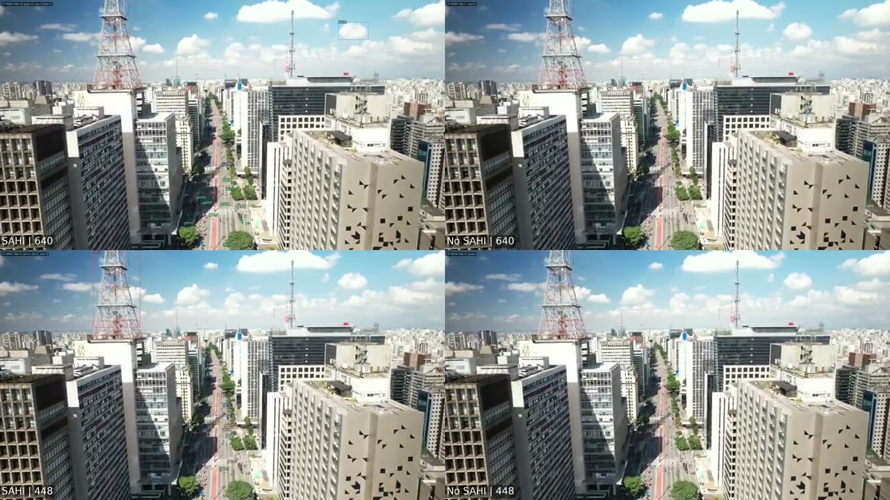 DeepStream SAHI vs No SAHI — Full Comparison on Crowded Aerial Scene (GELAN-C)