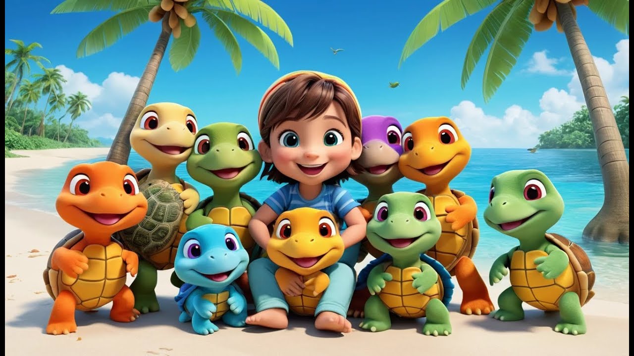 Ten Tiny Turtles Crawl Along | Counting Kids Song | Fun Animal Adventure Rhyme