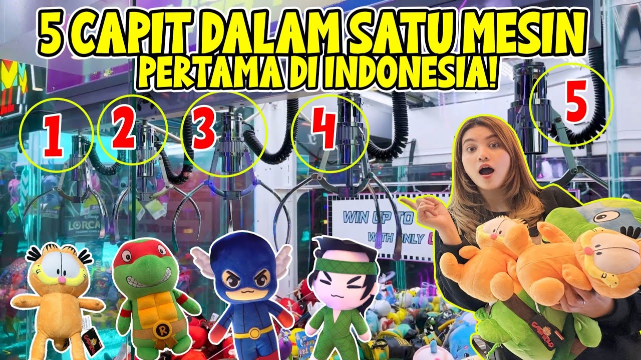 PERTAMA DI INDONESIA!! CAPITNYA ADA 5 DALAM SATU MESIN CAPIT BONEKA!! AUTO BORONG BANYAK HADIAH!!