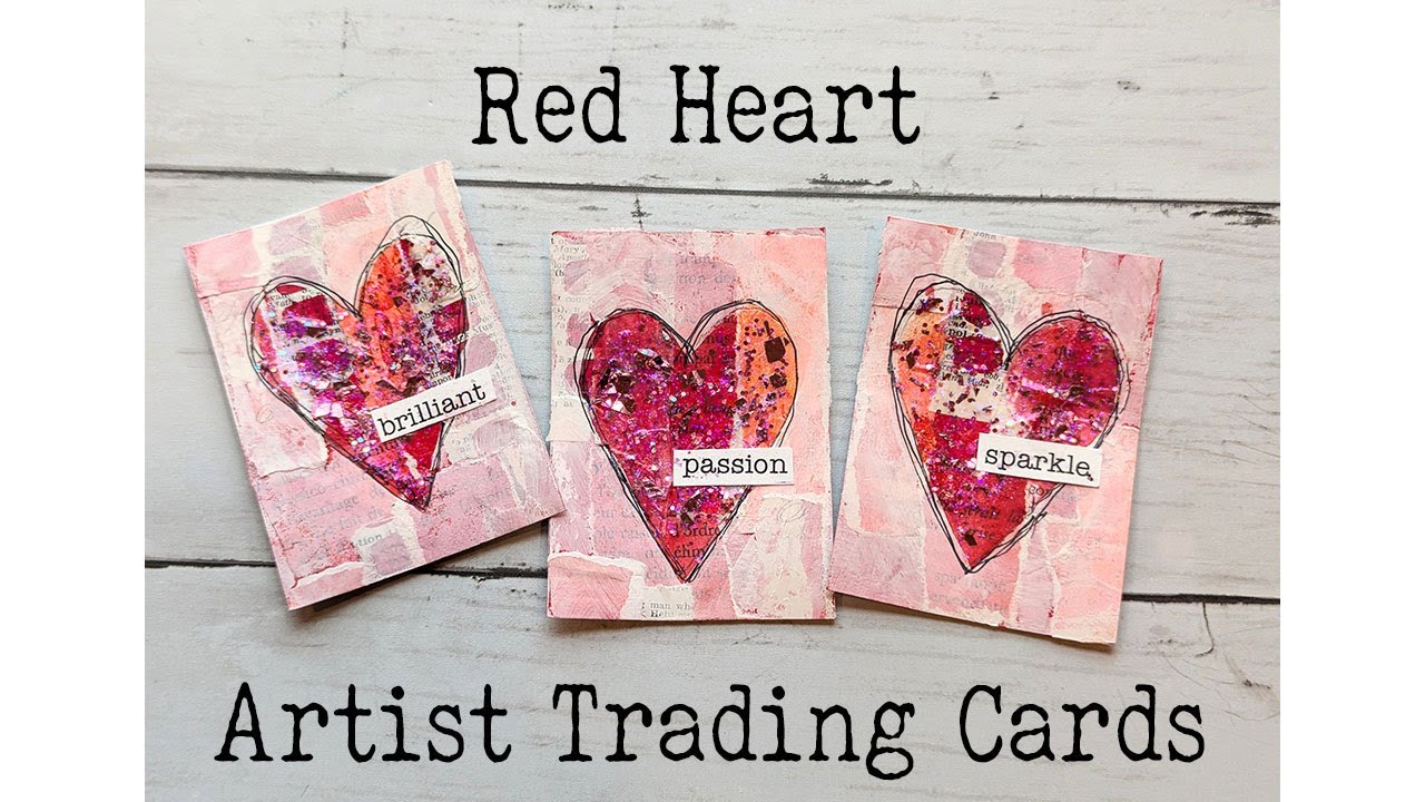 Heart ATCs for the February Swap at Cozy Art Collective