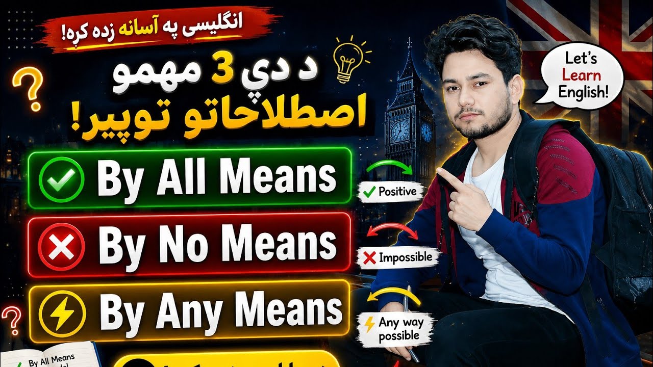 By All Means, By No Means, By Any Means ترمنځ توپیر او مثالونه