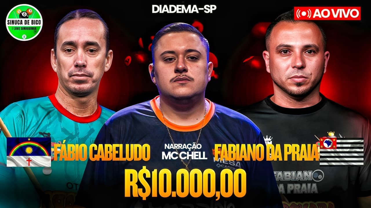 14/01 - FABIO CABELUDO x FABIANO DA PRAIA - SINUCA AO VIVO EM DIADEMA SP - MC CHELL #006
