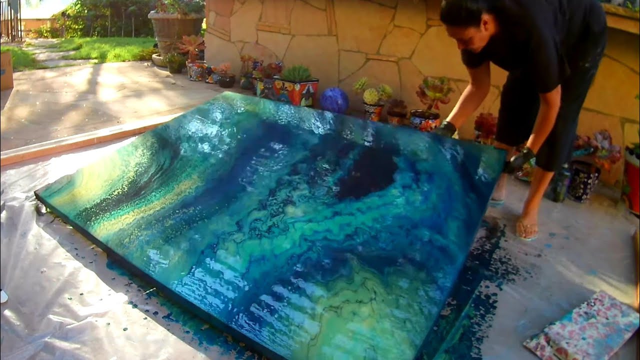 Gorgon's Grotto 🔱 MASSIVE 48x60 canvas! Multiple StraightPours in only 4 colors! Amazing cells!