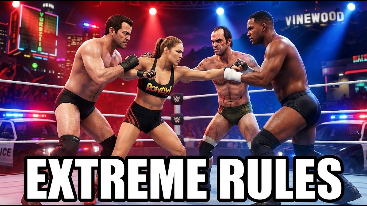 Ronda Rousey Vs GTA : 5 Way Extreme Rules Match