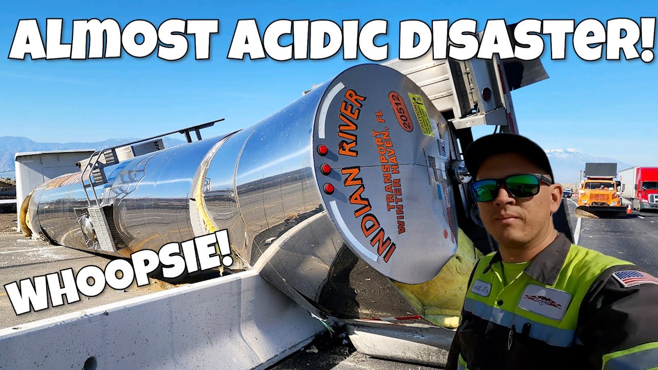 Tanker Truck Rolls Over | Almost an Acidic Hazmat Disaster!