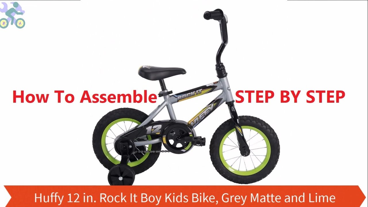 How To Assemble Huffy 12 inch Rock It Boy Kids Bike, Grey Matte and Lime