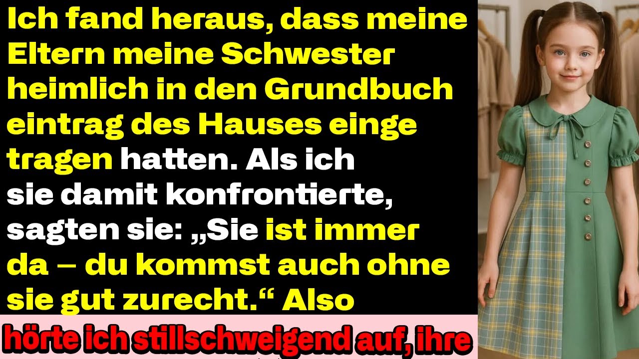 Meine Eltern setzten heimlich meine Schwester ins Grundbuch – ihre Antwort schockierte mich