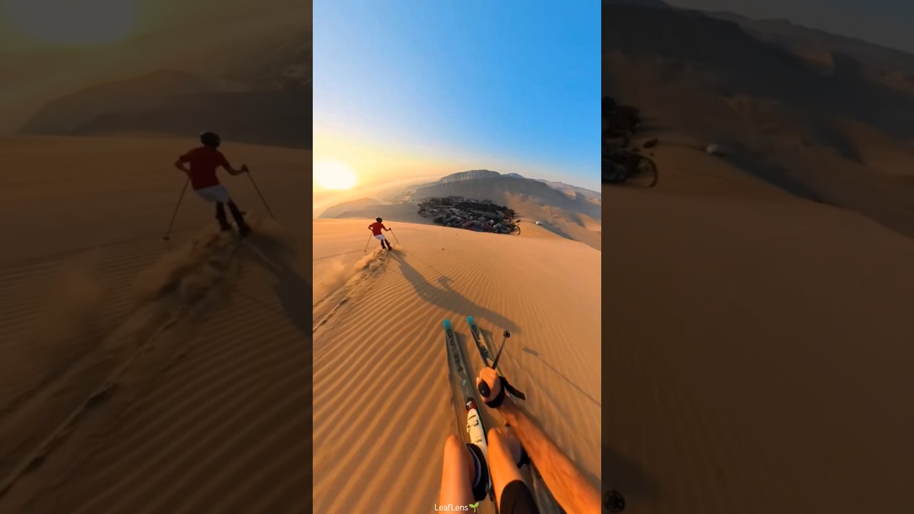 Skiing in the DESERT?! 🤯 Sand Skiing in Huacachina, Peru! ⛷️☀️#shorts #travel