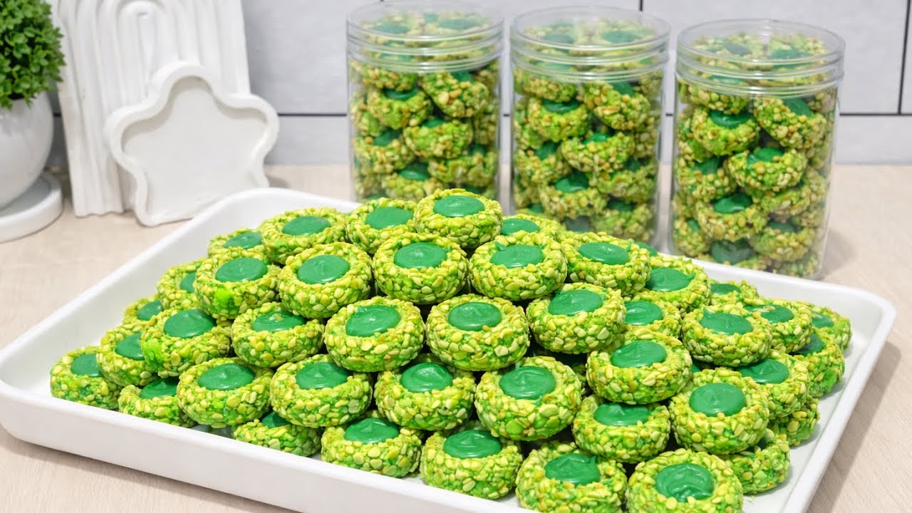 KUE LEBARAN TERBARU‼️MATCHA THUMBPRINT COOKIES WANGI DAN RENYAH BANGET 