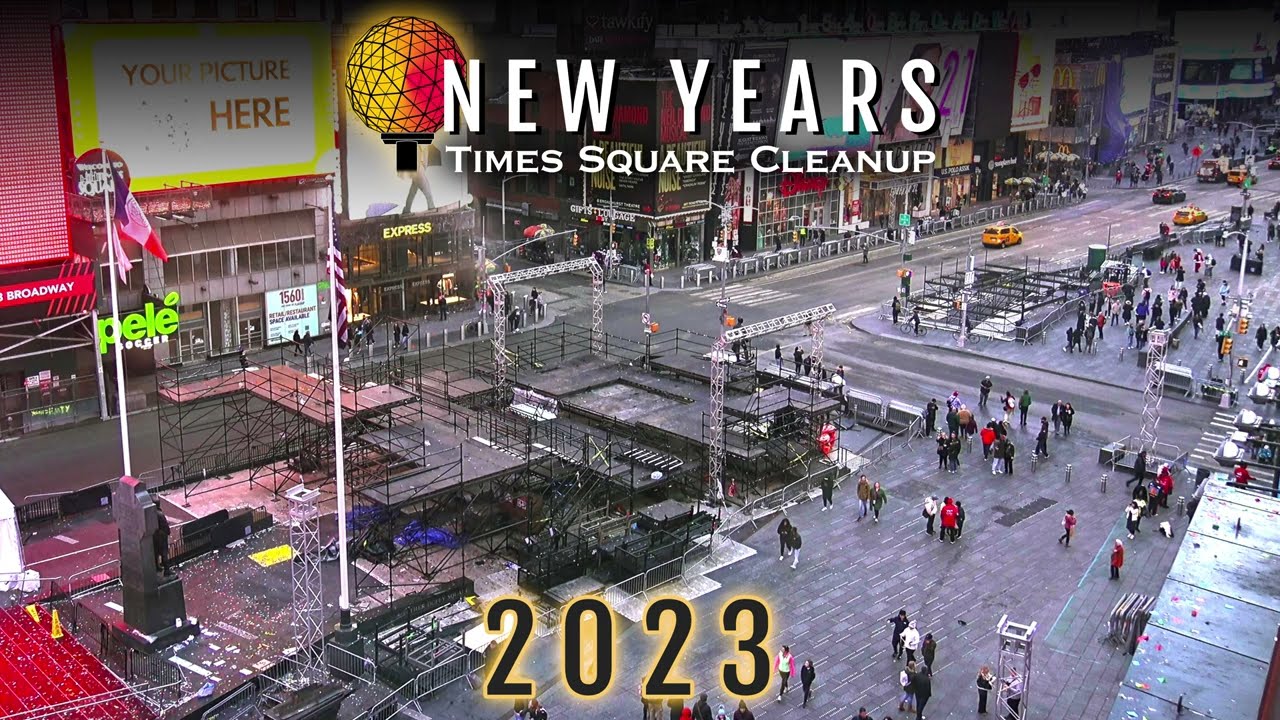 4K Time-lapse Ultimate Confetti Clean up - Post NYE in Times Square