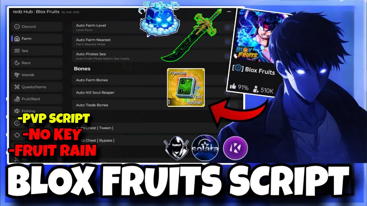 Blox Fruits Script No Key 2026 REDZ HUB ☠️ Автоматическая ферма, автоматическое прохождение подзе...