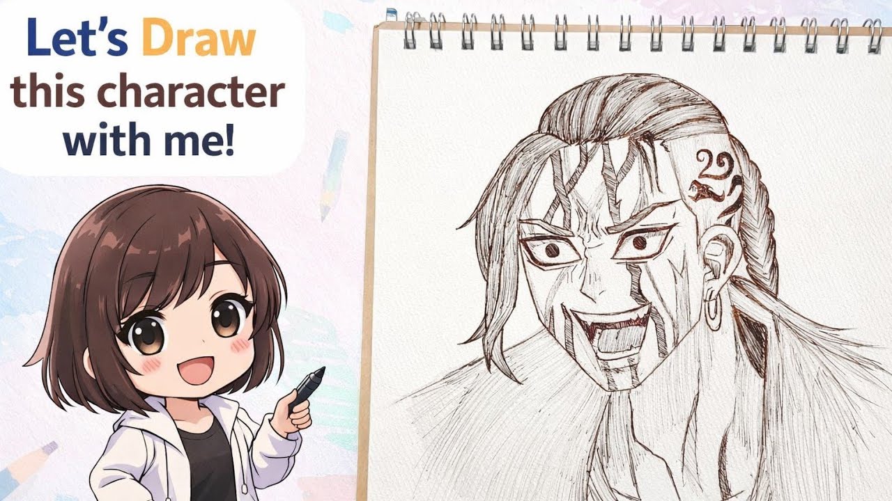 Step by Step Anime Drawing | Draken Inspired Art | Tokyo Revengers