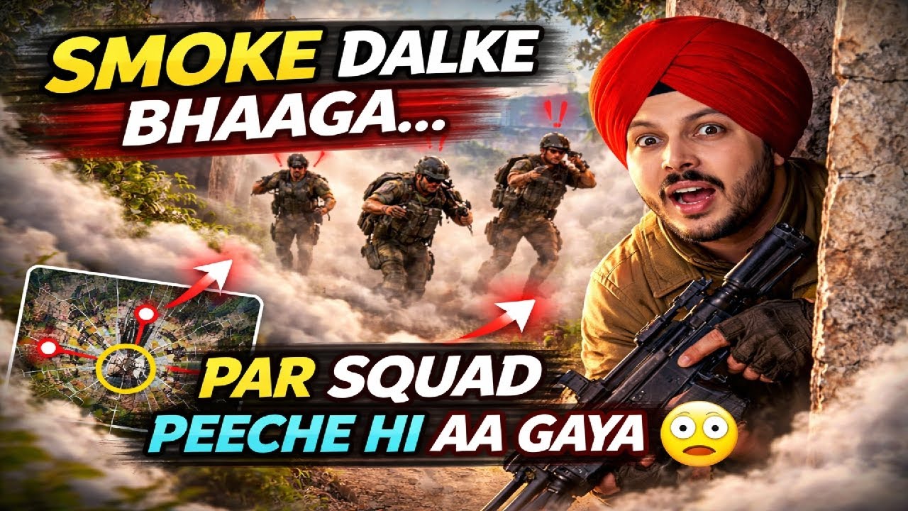 Smoke Dalke Bhaaga&hellip; Par Squad Peeche Hi Aa Gaya 😳 | BGMI Live Hindi