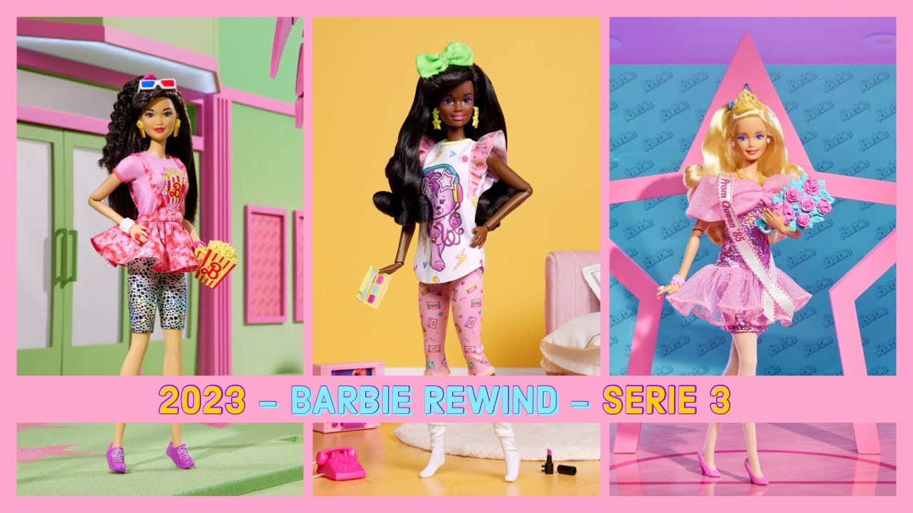 2023 ✅ Barbie Rewind serie 3 Movie theater Slumber Party Prom Night Coleccionista adulto en español