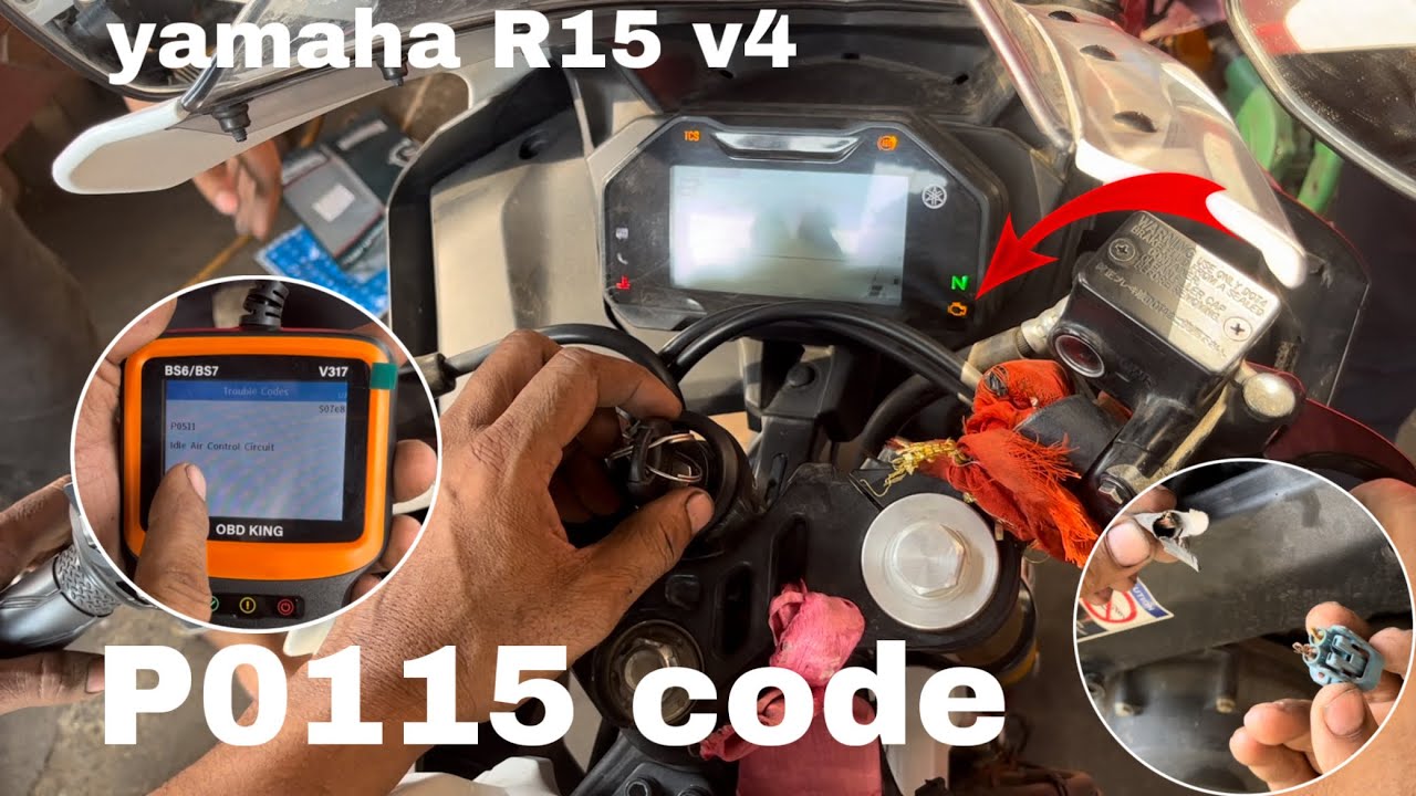 yamaha R15 v4 check engine light nahi remove horaha he ￼￼#P0115Code