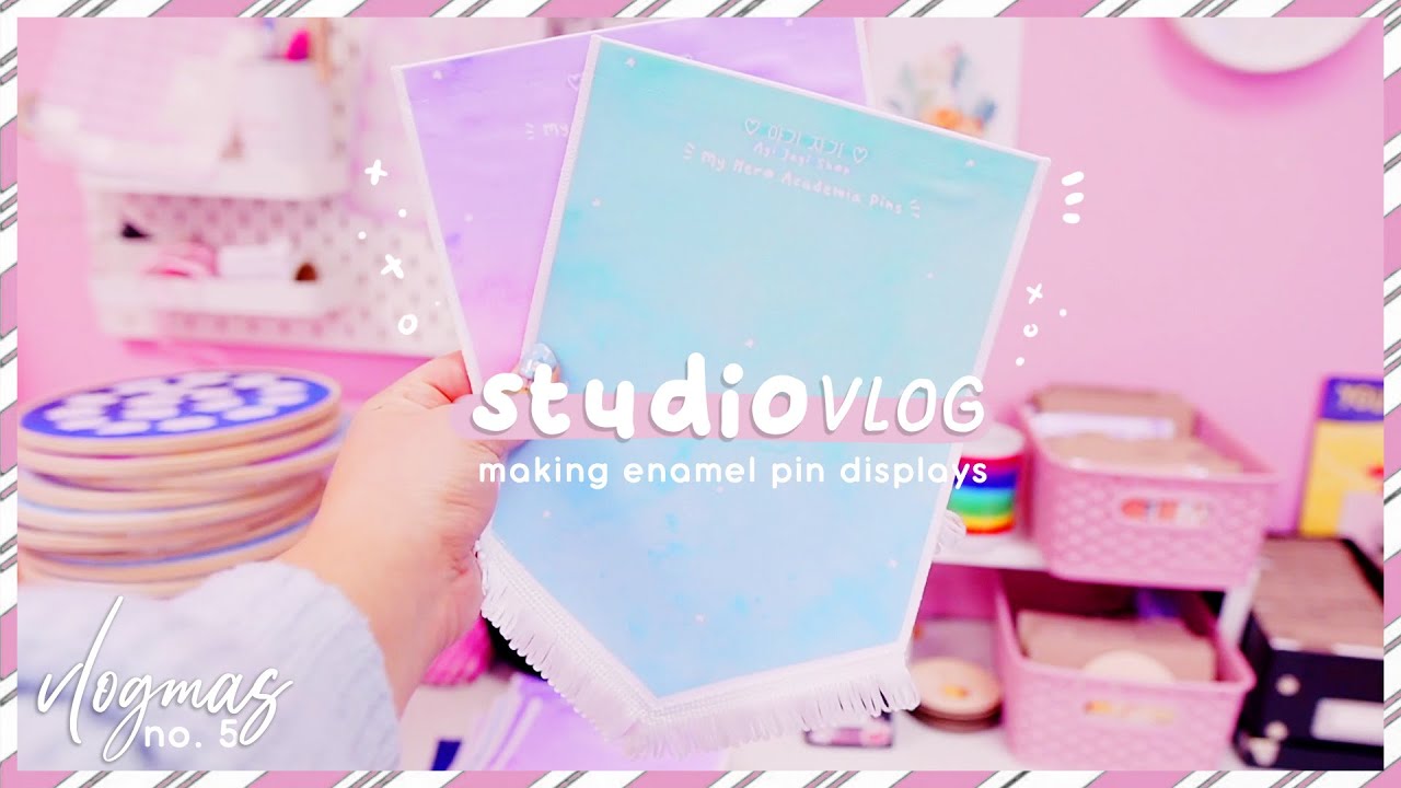 STUDIO VLOG ❄ | Making tonnes of Enamel Pin Displays! & Fluffy Tries to sabotage me....VLOGMAS DAY 5
