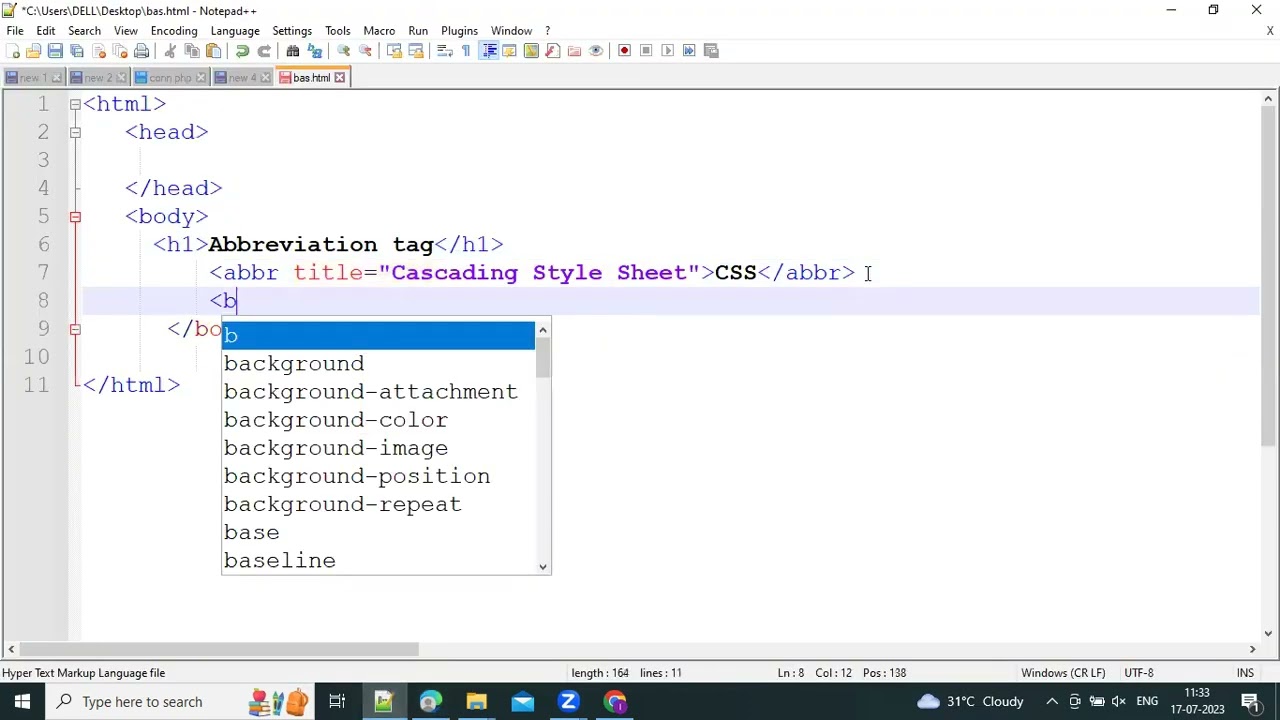 How to use abbreviation tag in HTML | HTML abbr tag