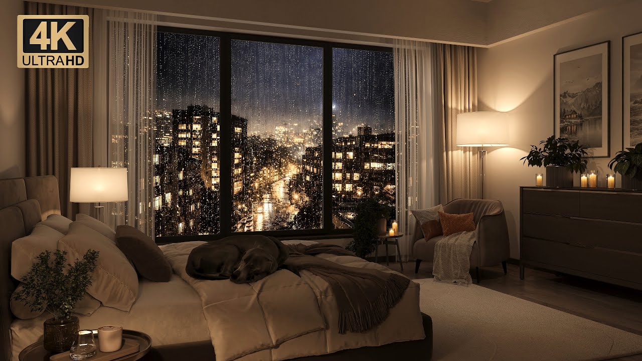 Night Rain Sounds 🌙 Cozy City Ambience for Deep Sleep (3 Hours)