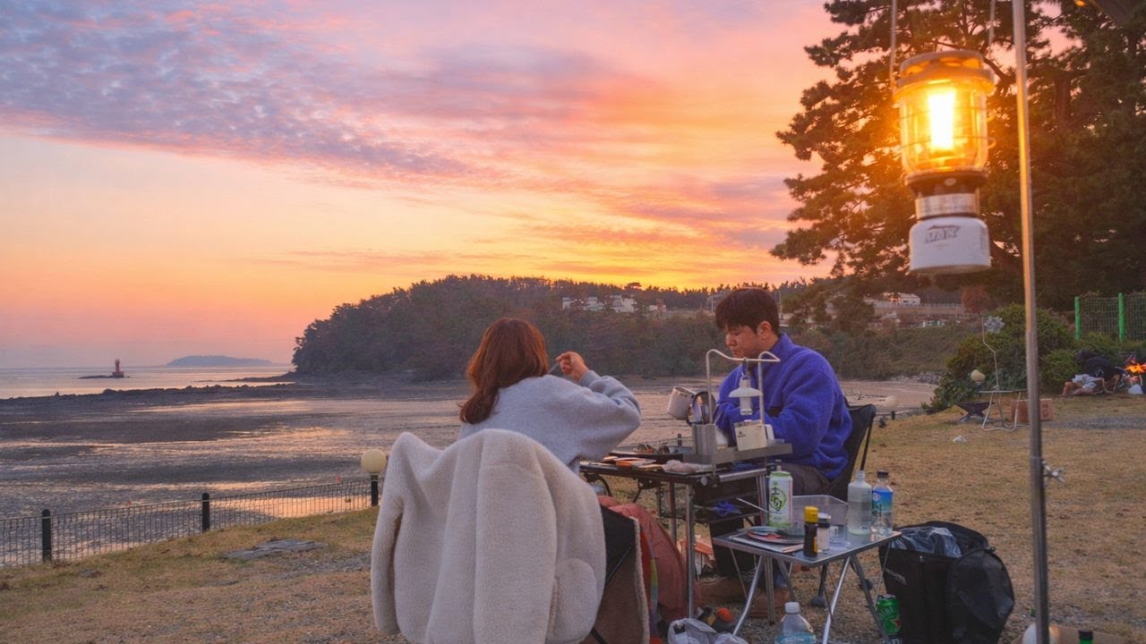 서해바다 앞 생일 캠핑, 대하구이와 섭미역국 그리고 토마토바질스프