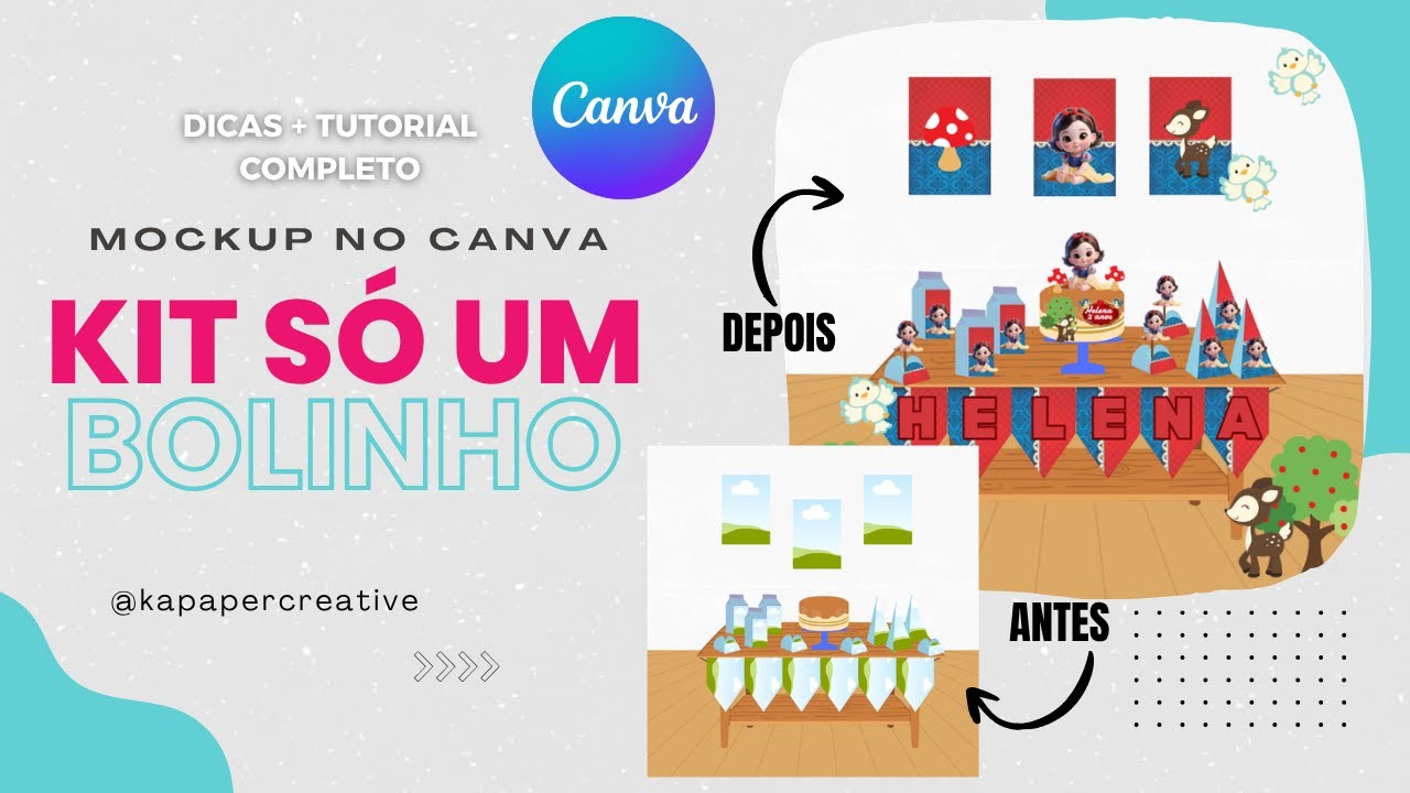 MOCKUP KIT SÓ UM BOLINHO NO CANVA I TUTORIAL + MOLDE GRÁTIS I PAPELARIA PERSONALIZADA
